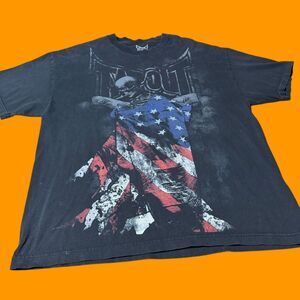 Tapout T Shirt Y2K Size XL Skull Skeleton USA Flag America Two Sided Cotton